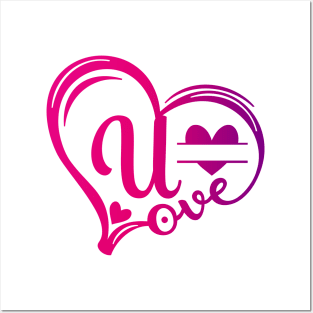 letter u monogram in the shape of love Posters and Art